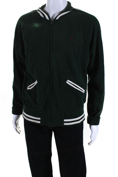 Polo Ralph Lauren Mens Cotton Ringer Long Sleeve Varsity Jacket Green Size L