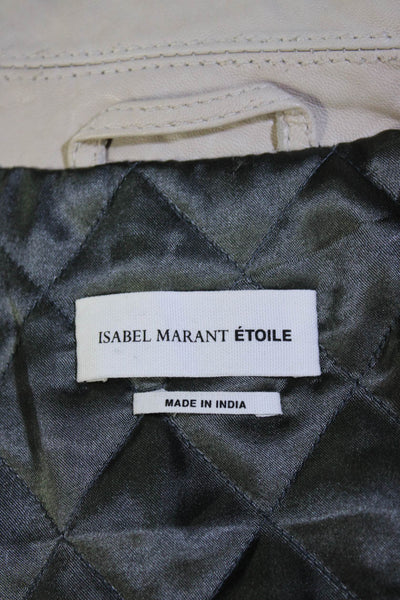Isabel Marant Etoile Women's Sleeveless Asymmetric Zip Leather Vest Ivory Size S