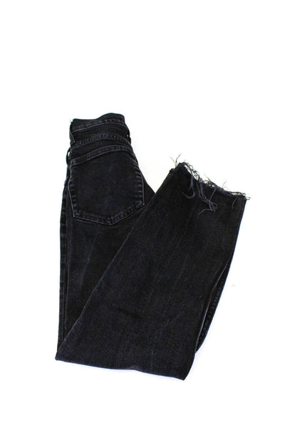 Re/Done Womens Cotton High Rise Cropped Straight Leg Jeans Pants Black Size 24