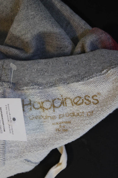 Happiness Women's Printed Cotton Drawstring Jogger Sweatpants Gray Size S