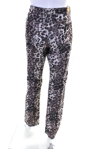 Etoile Isabel Marant Womens Animal Print Corduroy Straight Leg Pants Gray Size 3