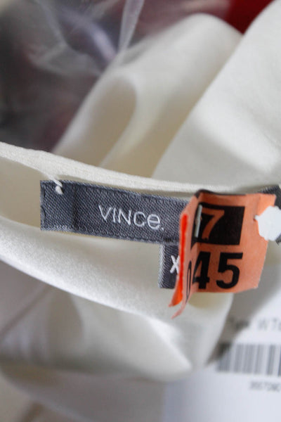 Vince Womens Silk Darted Sleeveless Round Neck Side Slit Tank Top Cream Size XS