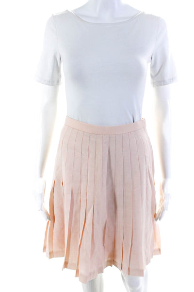 Burberry Womens Wool Pleated Side Zip Hook & Loop A-Line Skirt Pink Size EUR32