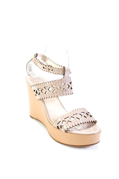 Chloe Womens Brown Aliseo Calf Lasercut Detail Wedge Heels Sandals Shoes Size9.5