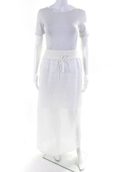 Lafayette 148 New York Womens Drawstring Waist Split Hem Maxi Skirt White Size M