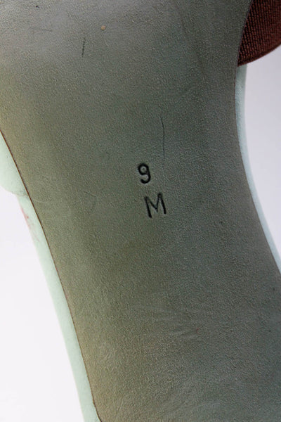 Donald J Pliner Womens Leather Cutout Open Toed Mules Heels Mint Green Size 9