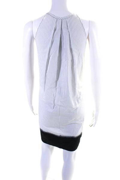 Hache Womens White Black Cotton Striped Ombre Sleeveless A-Line Dress Size 40