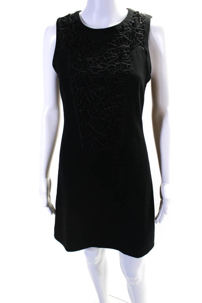 Rag & Bone Womens Black Lace Trim Crew Neck Sleeveless Shift Dress Size 2