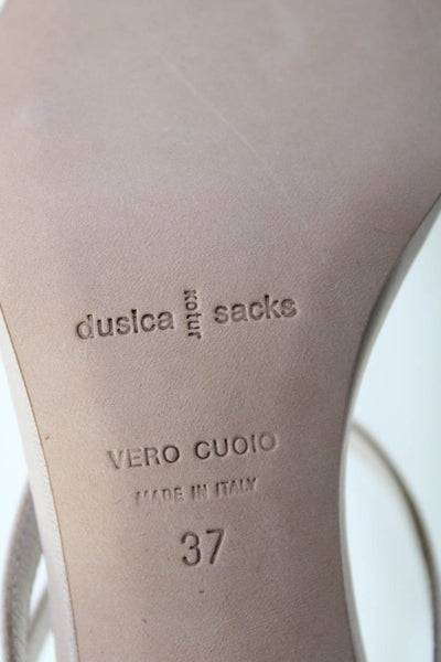 Dusica Dusica Sacks Womens Leather Thong Slide On Sandals Beige Size 37 7