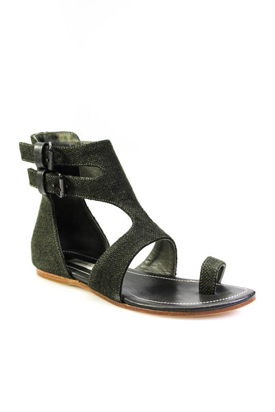 Fausto Santini Womens Toe Ring Cut Out Tellina Sandals Green Size 37.5 7.5