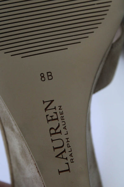 Lauren Ralph Lauren Womens Cross Strapped Ankle Buckled Wedge Heels Beige Size 8