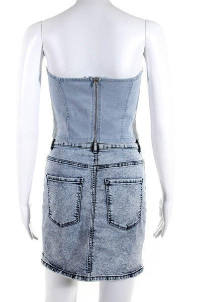 Zara Klesis Womens Denim Skirt Crop Top Blue Size Small Medium Lot 2