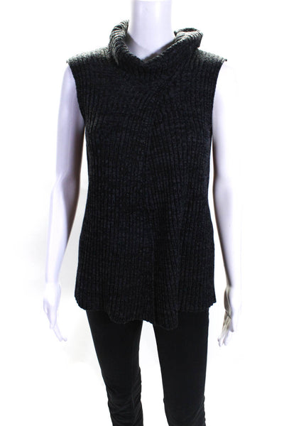 Thakoon Womens Front Zip Ribbed Mock Neck Shell Sweater Gray Wool Size XS