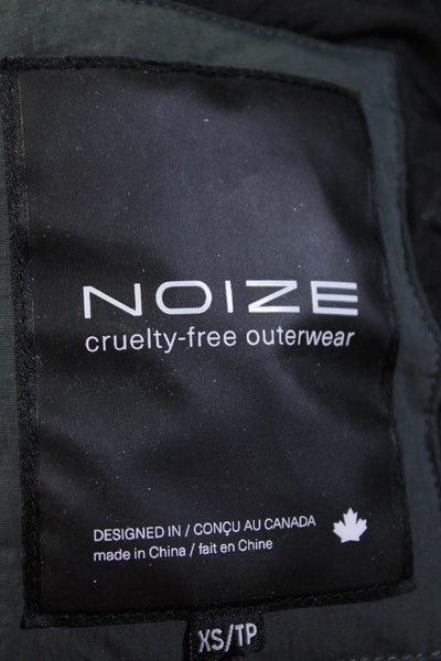 Noize Women's Tweed Full Zip Hooded Puffer Coat Blue Size XS