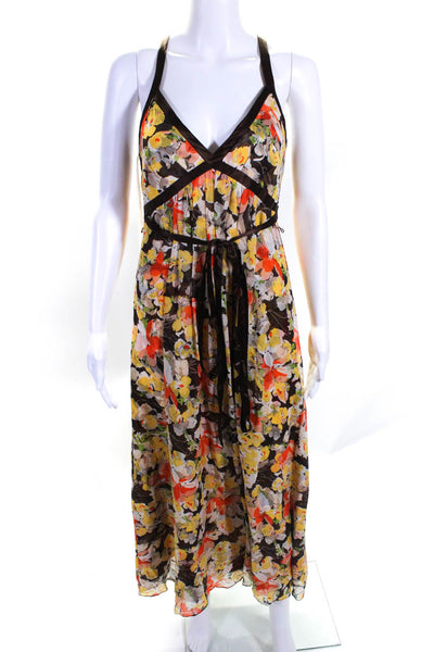 Donna Ricco Women's Silk Floral Print V-Neck Sundress Multicolor Size 6