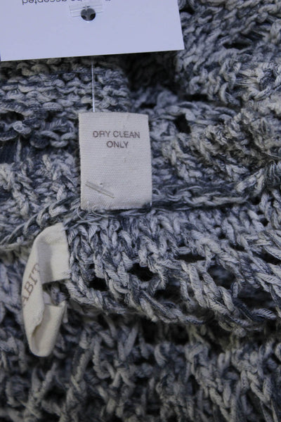 Inhabit Womens Crew Neck Crochet Knit Tank Top Gray White Cotton Size Small