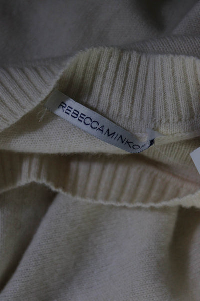 Rebecca Minkoff Women's Crewneck Long Sleeves Cashmere Sweater Beige Size S