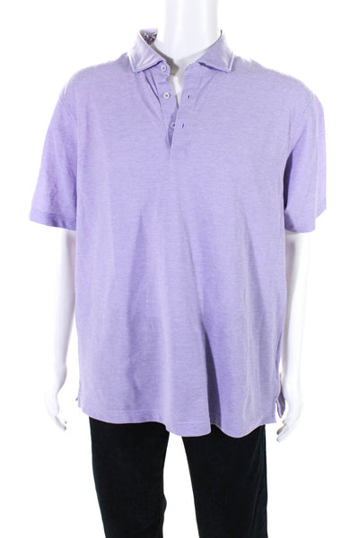 V.Astrm Men's Collar Short Sleeves Polo Shirt Purple Size XL