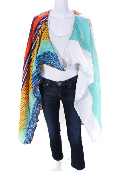 Roberta Freymann Womens Abstract Colorblock Pullover Shawl Multicolor Size OS