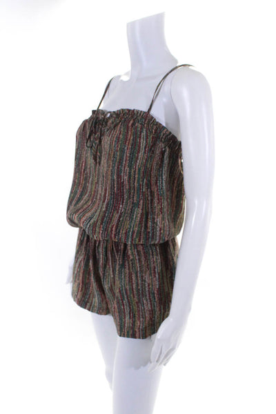 Karen Zambos Womens Silk Striped Sleeveless Romper Multi Colored Size 2