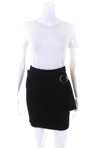 Jonathan Simkhai Womens Ribbed Belted Mini Skirt Black Size Small