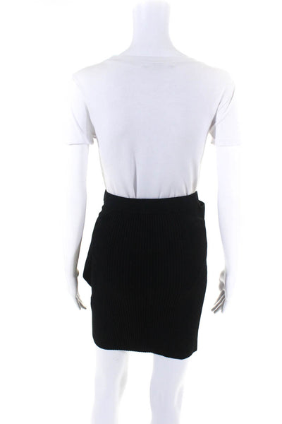 Jonathan Simkhai Womens Ribbed Belted Mini Skirt Black Size Small