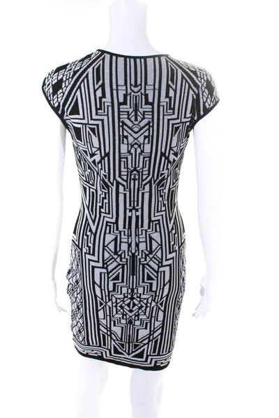 RVN Womens Geometric Print Sleeveless Body Con Dress Black Size Medium