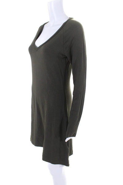 Majestic Filatures Womens Long Sleeves V Neck Sweater Dress Green Size 2