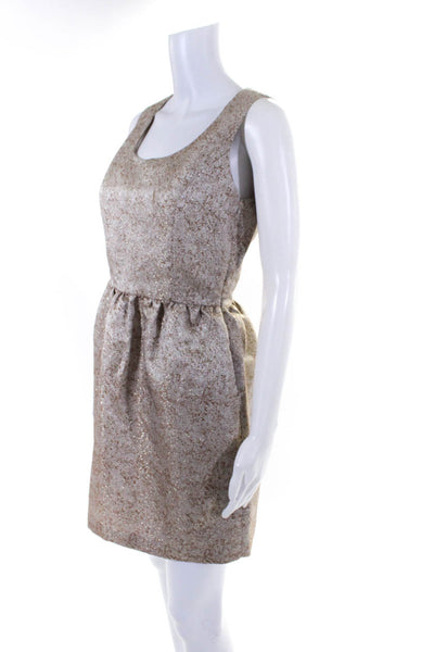 Ark & Co Womens Sleeveless A Line Dress Beige Gold Metallic Size Small