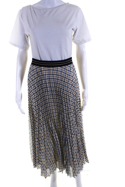 Marella Women's Pleated Houndstooth Print Midi Skirt Multicolor Size S