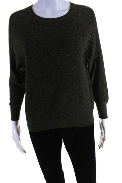 Marella Women's Long Sleeve Sparkle Knit Crewneck Sweater Green Size S