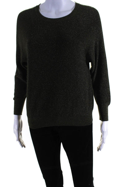 Marella Women's Long Sleeve Sparkle Knit Crewneck Sweater Green Size S
