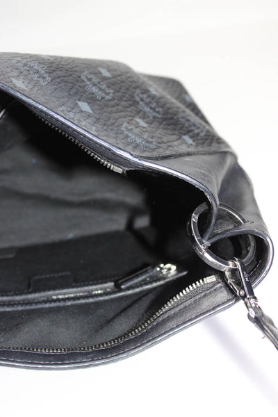 MCM Women's Leather Monogram Klara Visetos Hobo Crossbody Bag Black Size M