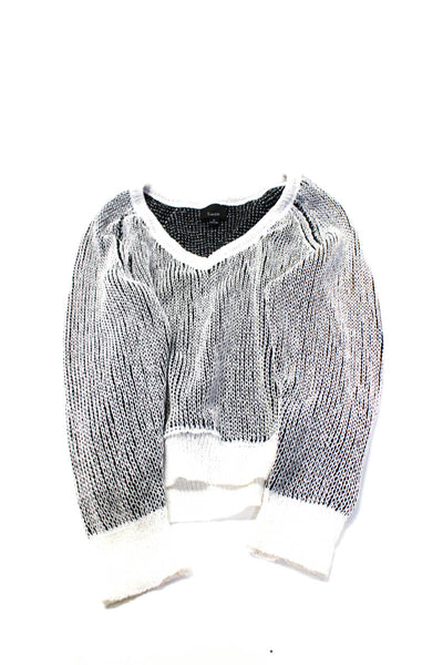 Lumiere J Crew Womens V Neck Sweater Sweatpants Black White Gray Size M Lot 2