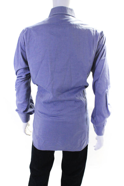 Burberry London Blue Label Mens 80s Two Ply Cotton Dress Shirt Blue Size 17