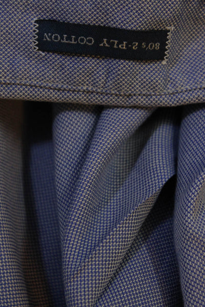 Burberry London Blue Label Mens 80s Two Ply Cotton Dress Shirt Blue Size 17