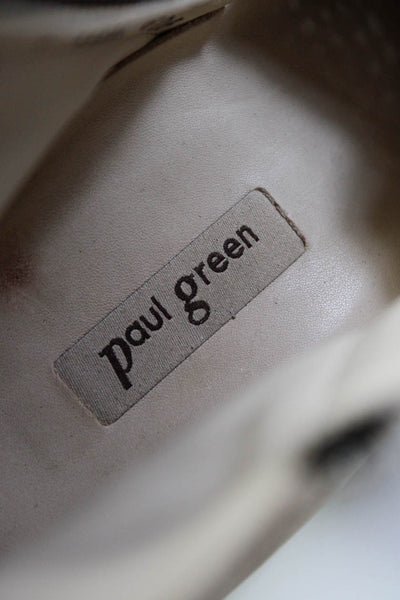 Paul Green Women's Suede Round Toe Block Heel Ankle Boots Beige UK Size 5