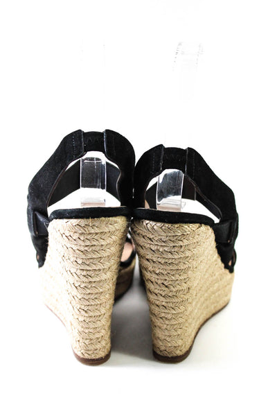Jean Michel Cazabat Womens Platform Ankle Strap Espadrilles Black Size 38