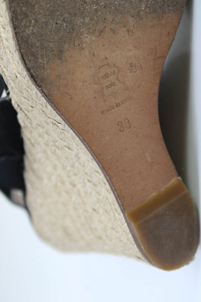 Jean Michel Cazabat Womens Platform Ankle Strap Espadrilles Black Size 38