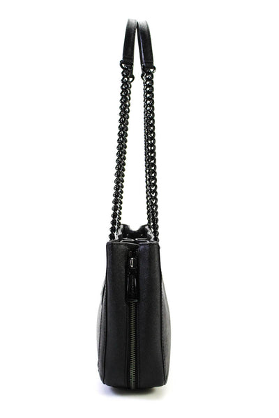 Rebecca Taylor Womens Snap Top Single Strap Small Shoulder Handbag Black Leather
