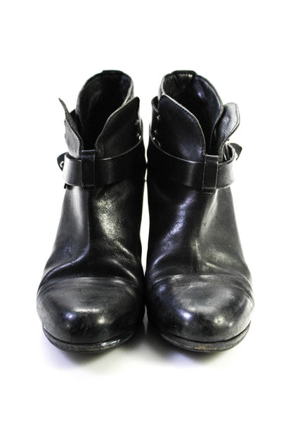 Rag & Bone Womens Leather Harrow Belted Ankle Boots Black Size 37.5 7.5