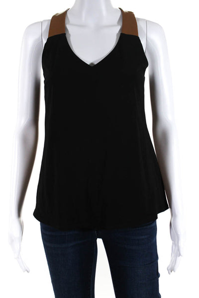 I By Iris Setlakwe Womens Pleated Sleeveless Patchwork Tank Top Black Size PS