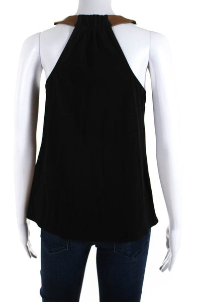 I By Iris Setlakwe Womens Pleated Sleeveless Patchwork Tank Top Black Size PS