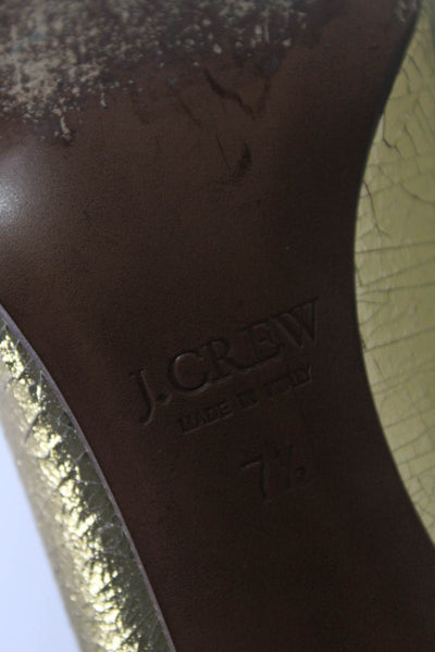 J Crew Womens Metallic Leather Strappy Cap Toe High Heels Gold Tone Size 7.5