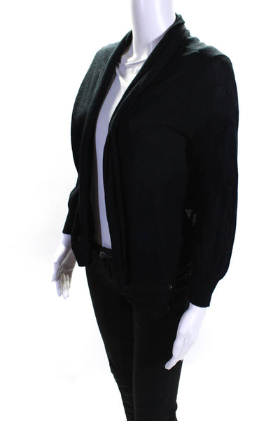Margaret OLeary Women's Cotton Open Front Cardigan Black Size M