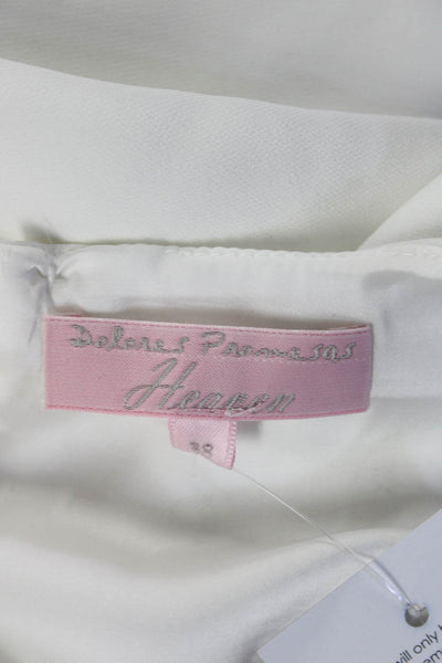Dolores Promesas Womens Chiffon Lined Sleeveless Cropped Blouse White Size 38