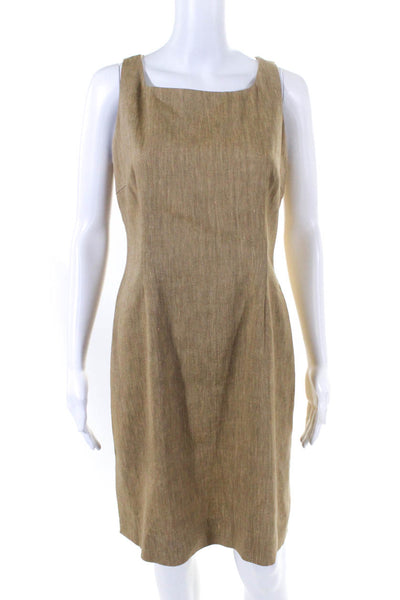 Luciano Barbera Womens Back Zip Scoop Neck Shift Dress Brown Wool Size IT 42