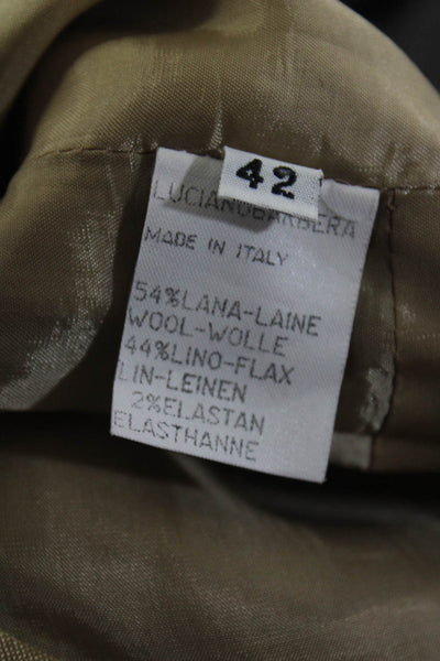 Luciano Barbera Womens Back Zip Scoop Neck Shift Dress Brown Wool Size IT 42