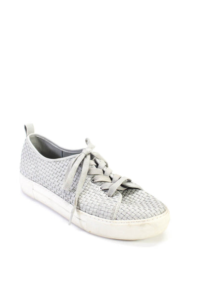 J Slides Womens Lace Up Woven Leather Low Top Sneakers Gray Size 10