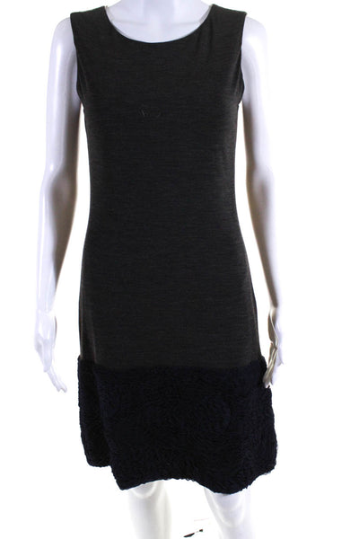 Yigal Azrouel Womens Sleeveless Scoop Neck Scrunched Trim Dress Gray Size 2